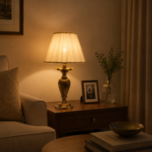 Aluminum Antique Pillar Table Lamp
