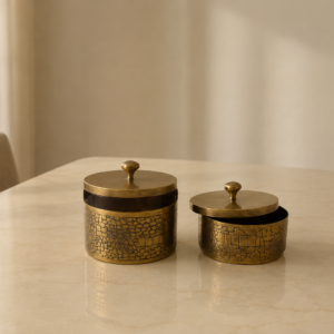 Brass Croc Pattern Trinket Box Set of 2