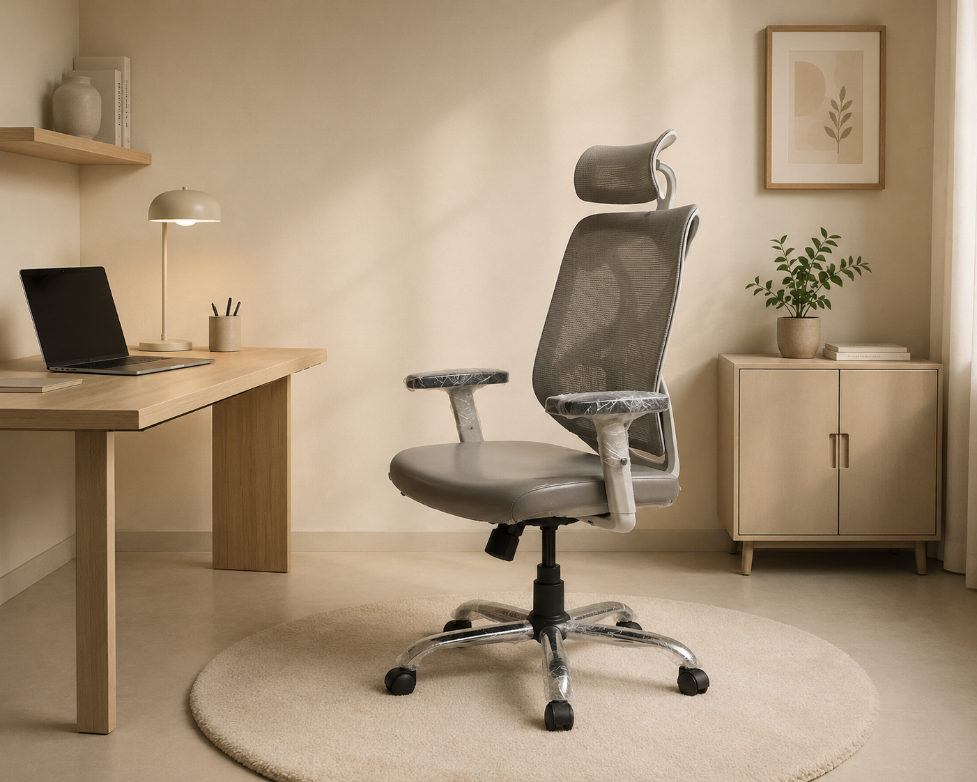 Premium High Back Mesh Office Chair ( Cream )