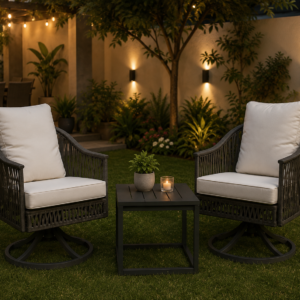 Swivel Patio Outdoor Chairs Set with Coffee Table